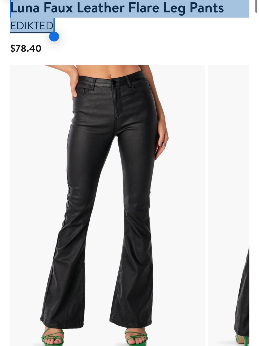 Edikted Black Luna Faux Leather Flare Pants